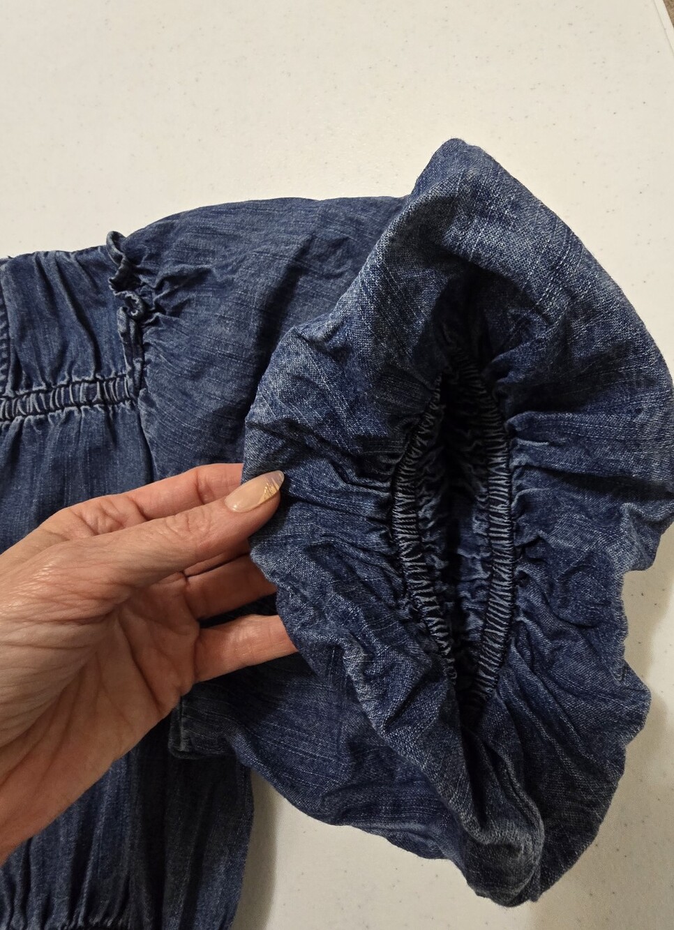Anthropologie Pilcro Smocked Puffed sleeve Denim Midi Dress Women's XS - Picture 13 of 13